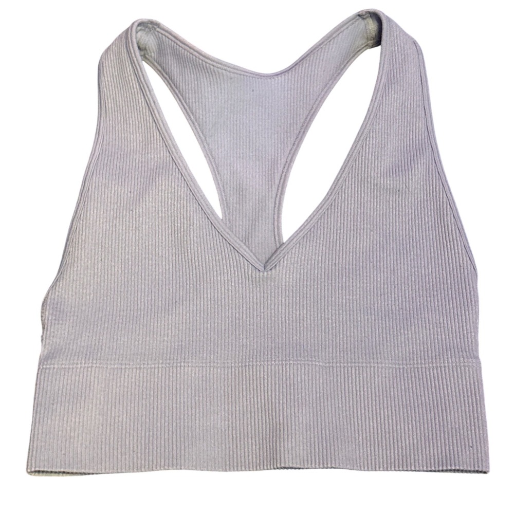 Gilly Hicks Light Blue Periwinkle Ribbed Seamless V-Neck Racerback Bra S